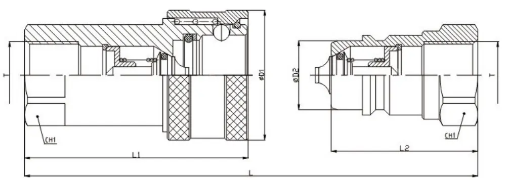 Coupling fitting sectional drawing